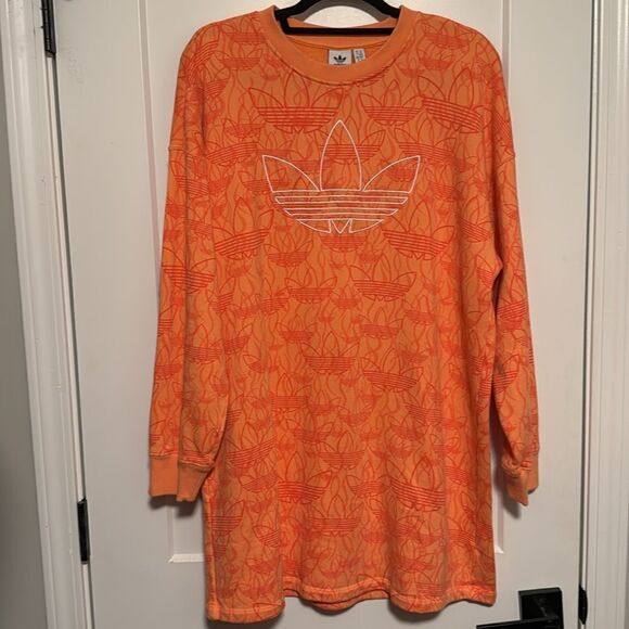 ADIDAS Originals Peach Emblem Sweater Dress - Medium - Picture 3 of 6